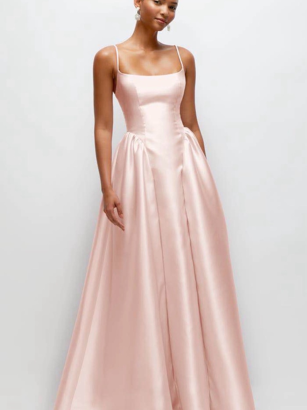 Never worn Elegant Satin Spaghetti-Strap Pink Evening Gown
